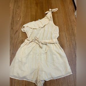 American Eagle Women’s Yellow and White Stripped Romper